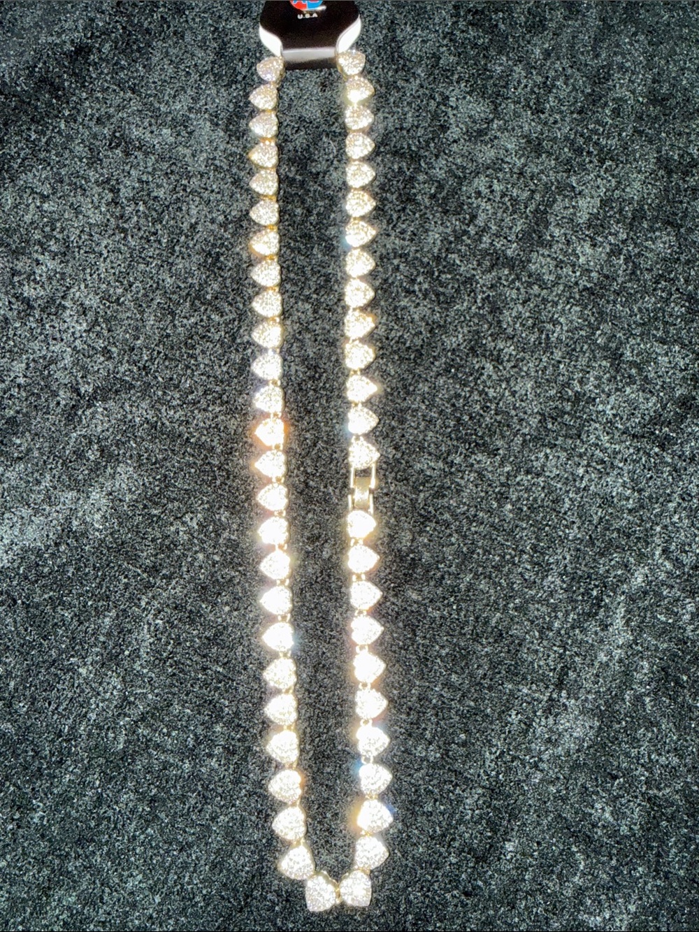 Sparkling Gold Heart Station Necklace with Crystal Pavรฉ